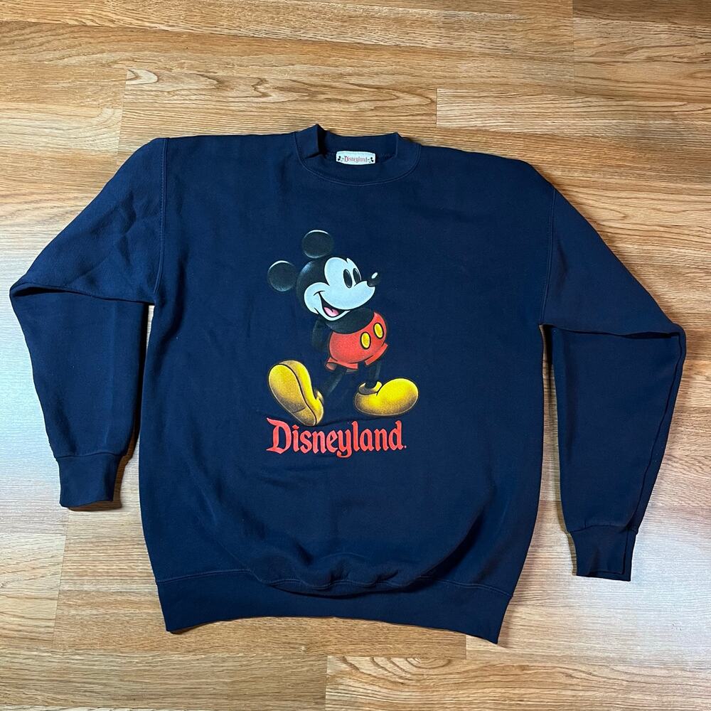 Vintage Disneyland Men’s Sz M Blue Pull Over Sweatshirt Made In USA Mickey Mouse